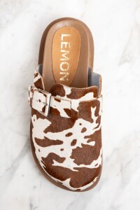 Zueco Animal Print Vaca Marrón