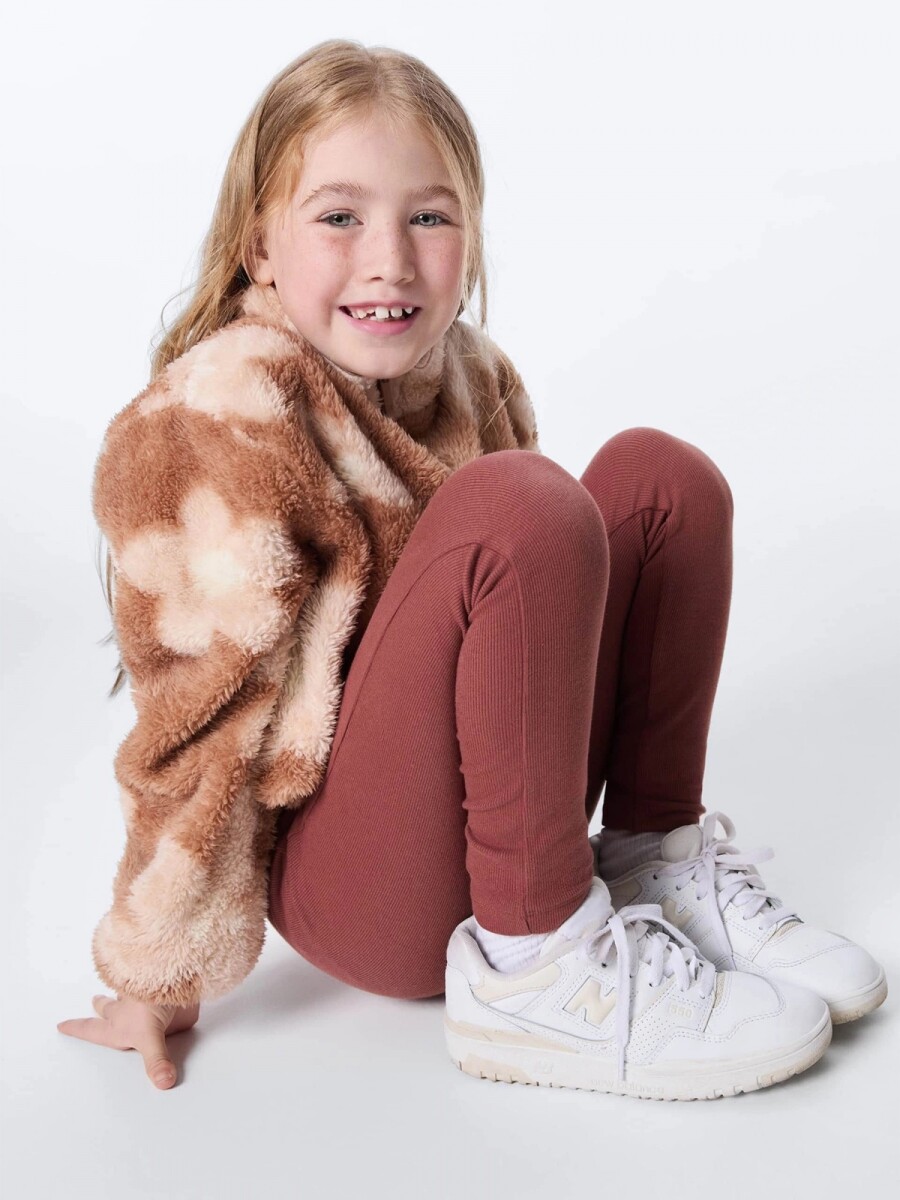 CALZA BÁSICA INFANTIL EN RIBANA - MARRÓN 