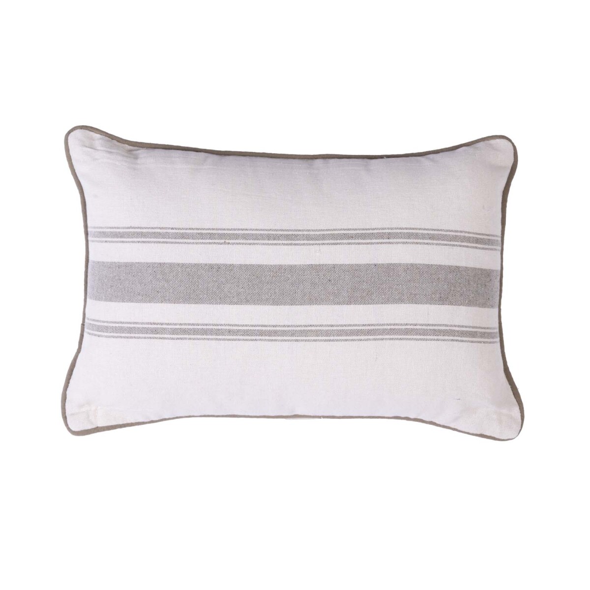 FUNDA ALMOHADÓN - ALGODON NATURAL-BEIGE PINSTRIPE 30*45 CRUDO/VERDE 