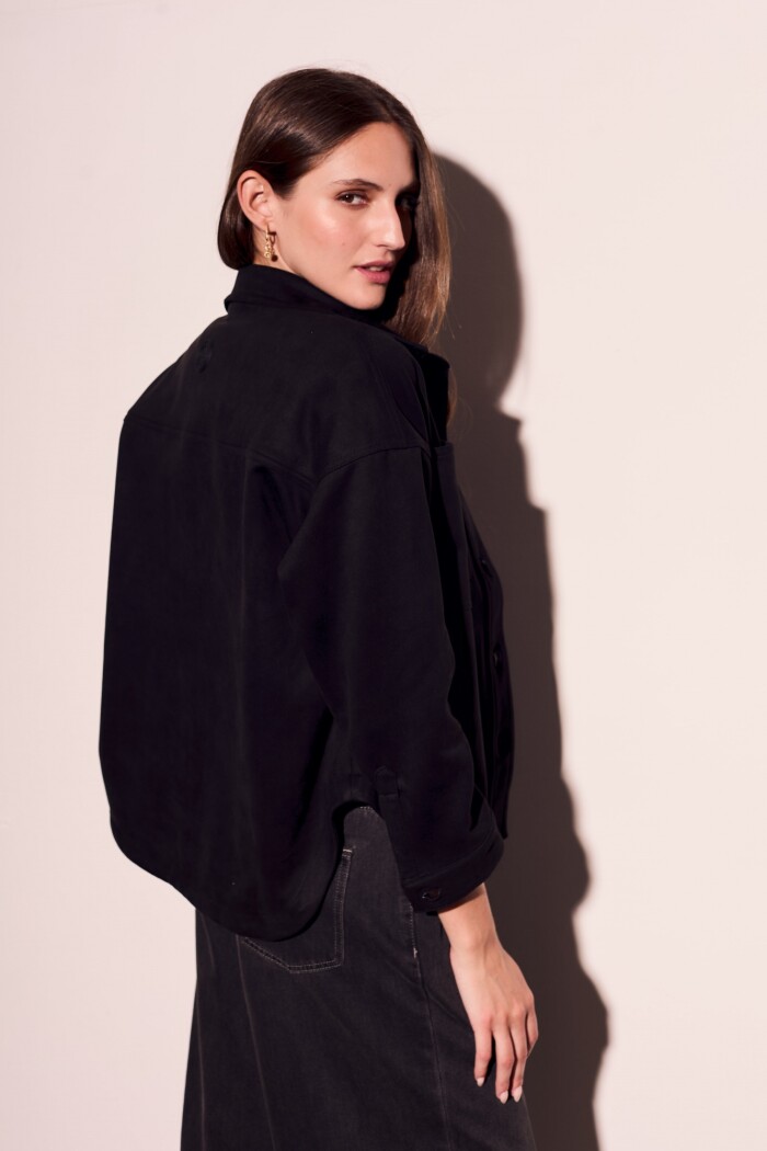 Sobrecamisa Gamuza Cuero Vegano Negro