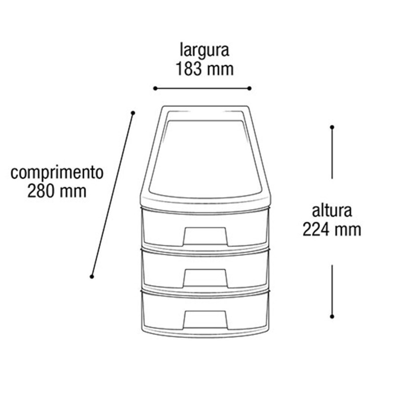 Gavetero organizador de plástico 3 bandejas NEGRO
