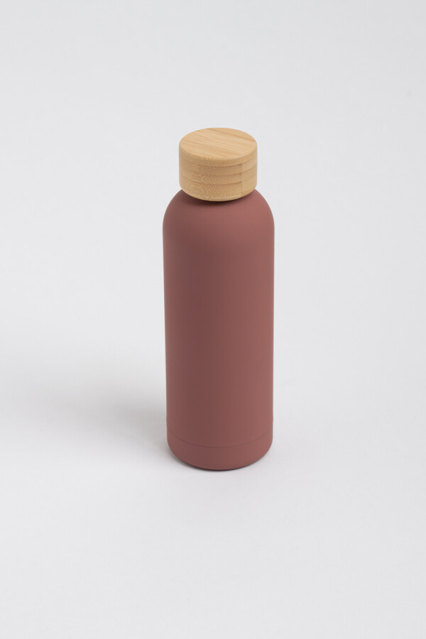 Botella acero chica con tapa de madera 500ML Bordo