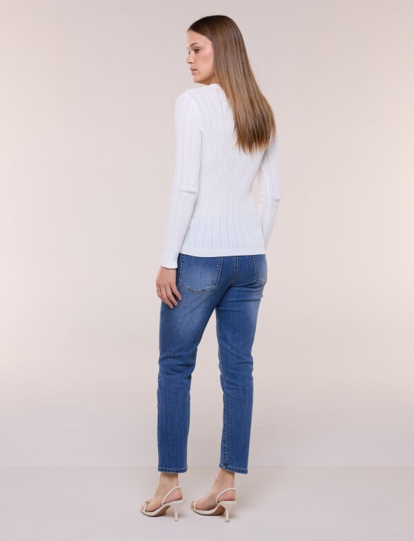 Blusa Entallada Con Detalles Tornasolados BLANCO