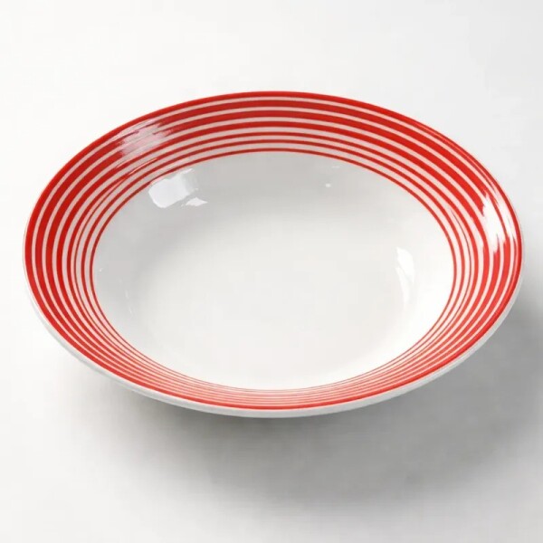 PLATO HONDO CON DISEÑO ESPIRALES ROJOS - BG PLATO HONDO CON DISEÑO ESPIRALES ROJOS - BG