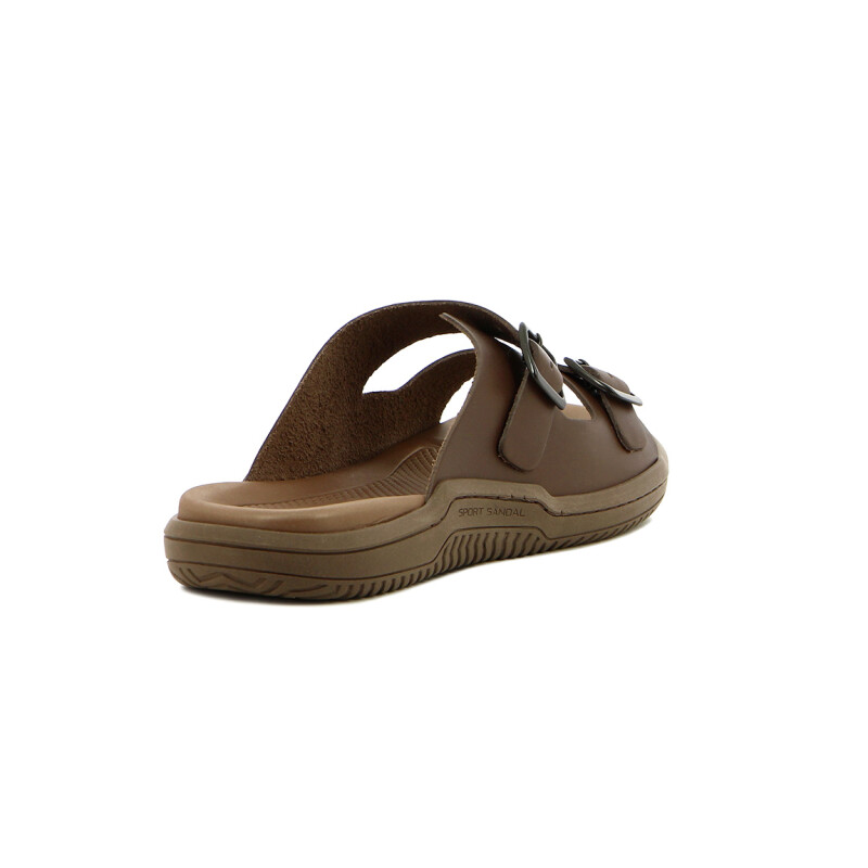 Country Sandalia Hombre Doble Tira C/ Hebilla Marron Oscuro