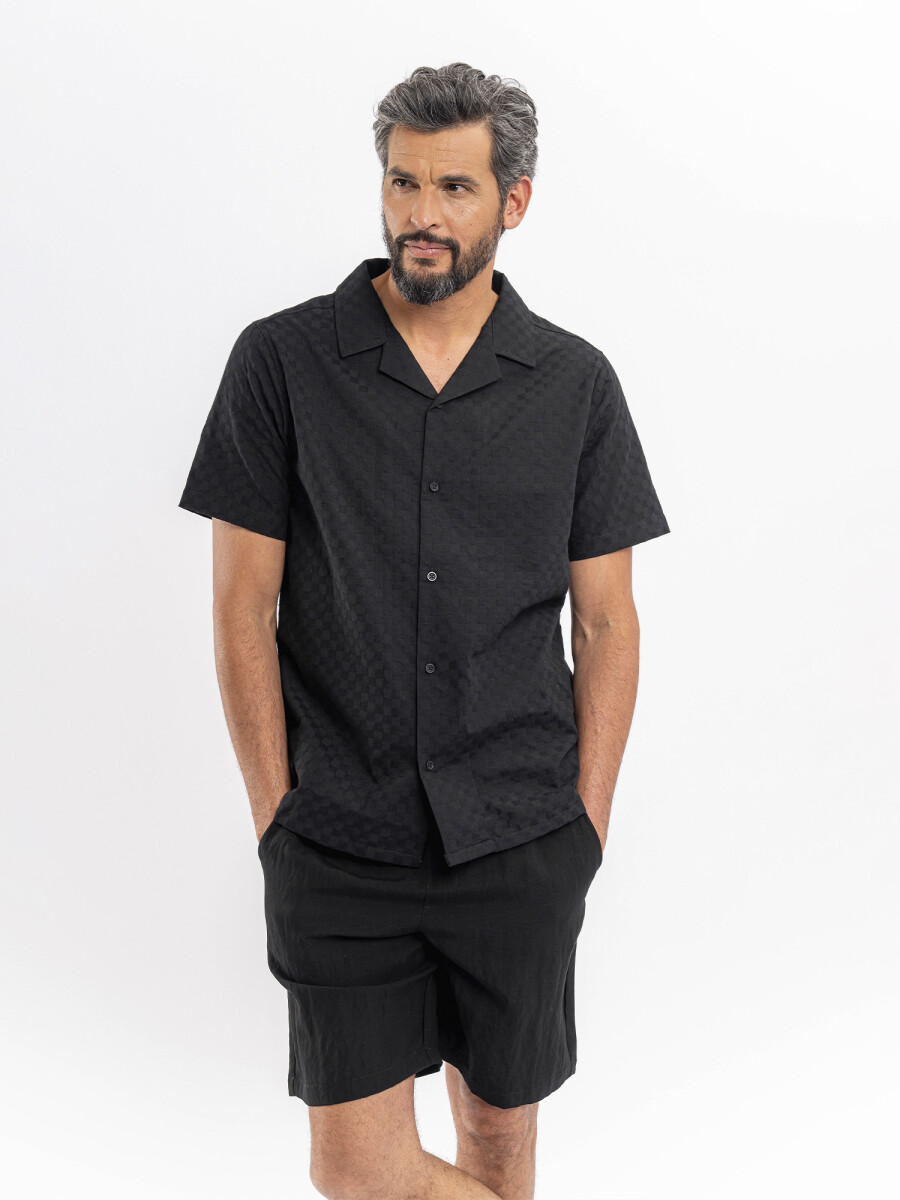 Camisa m/c damero - negro 