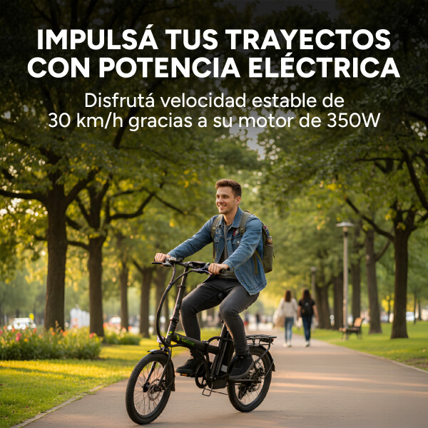 Bicicleta Electrica Gogreen Compact Plegable Rod 20 250w 36v Variante Color Negro