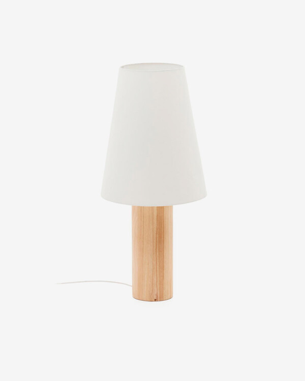Lámpara de pie Marga de madera maciza con acabado natural con acabado natural
