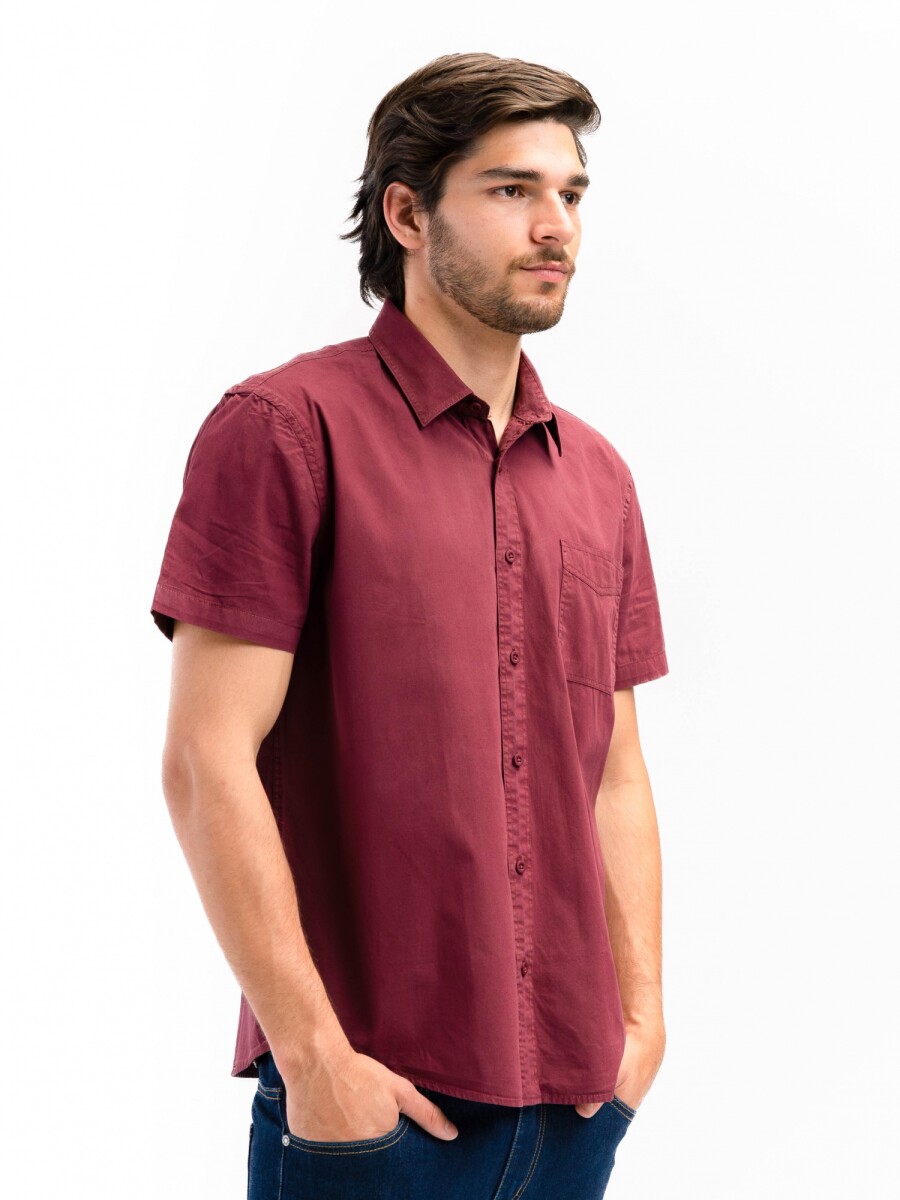 Camisa Algodón con Bolsillo Barcelona - Bordo 