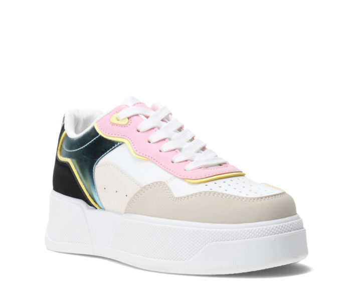 Championes de Mujer Miss Carol BUSAN materiales combinados Blanco - Multicolor