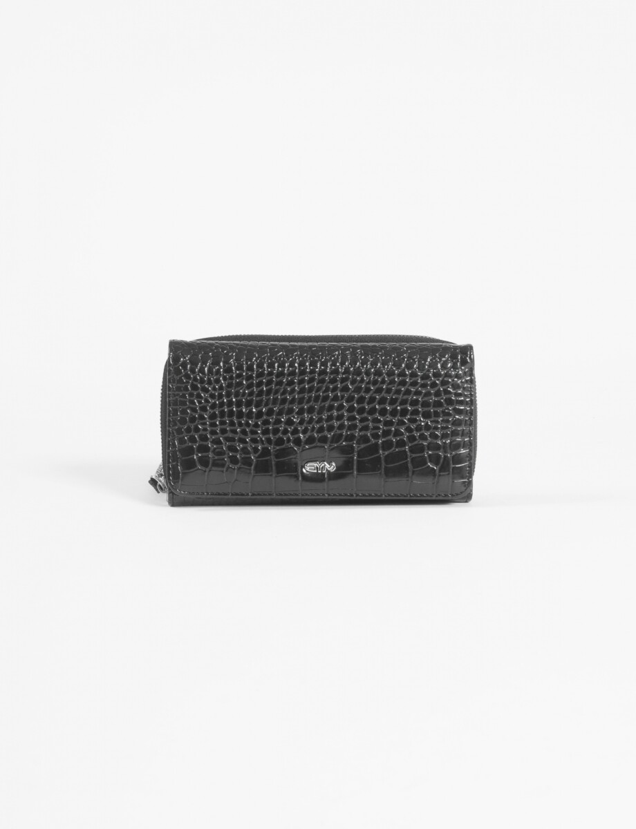 Billetera croco flap - negro 