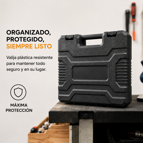 Taladro Percutor Atornillador + 2 Baterías 48V Inalambrico Negro