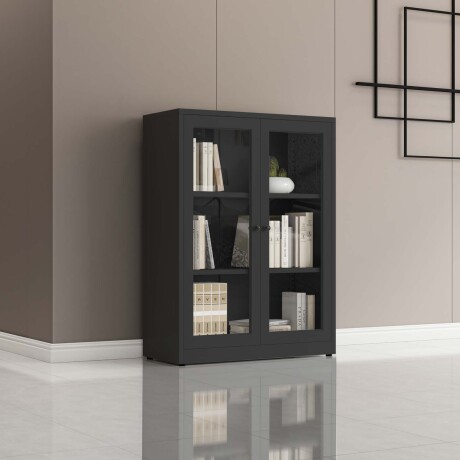 APARADOR 2P VIDRIO METAL NEGRO OLIVIA