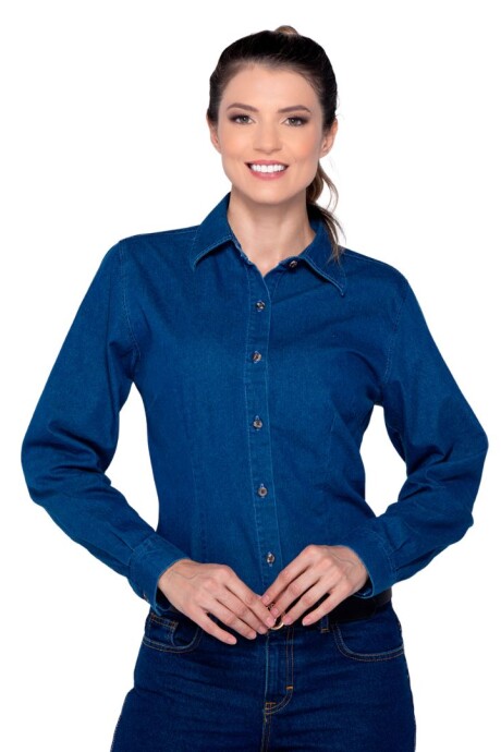 Camisa de jean manga larga dama Camisa de jean manga larga dama