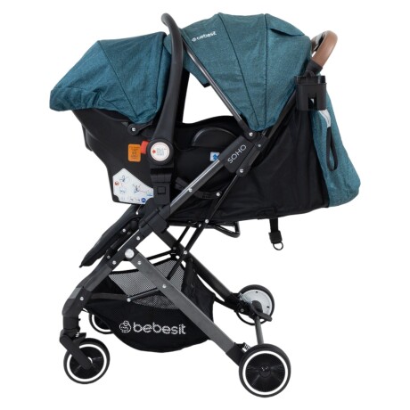 Cochecito CarryOn Travel System Bebesit Soho con Plegado Compacto con una Sola Mano Verde