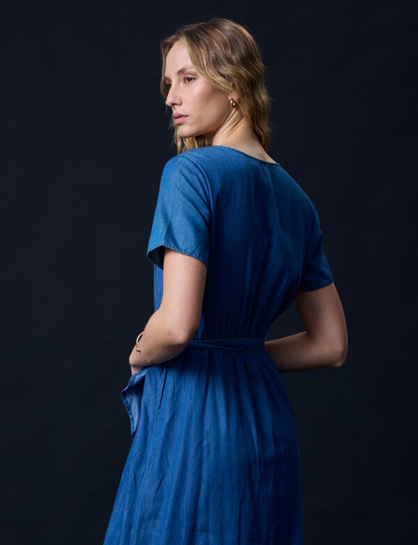 Vestido Tencel Detalle Lazo JEAN