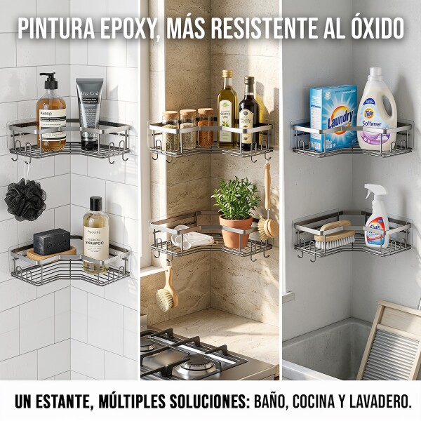 Set X2 Estantes Esquinero Organizador Baño Ducha Y Adhesivos Linea Premium Imback Color Plateado Set X2 Estantes Esquinero Organizador Baño Ducha Y Adhesivos Linea Premium Imback Color Plateado
