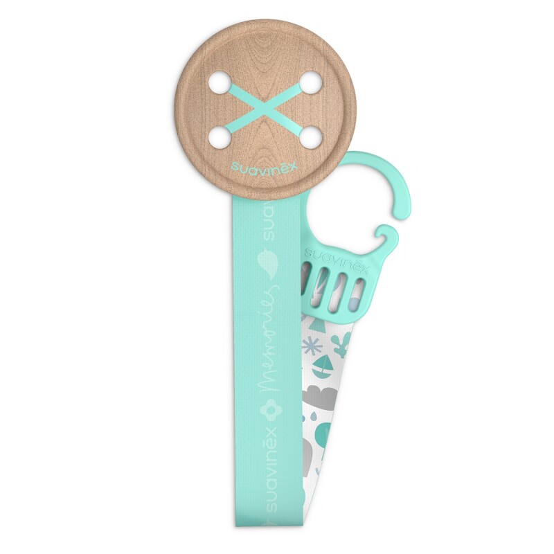 Broche clip Suavinex para chupete Verde