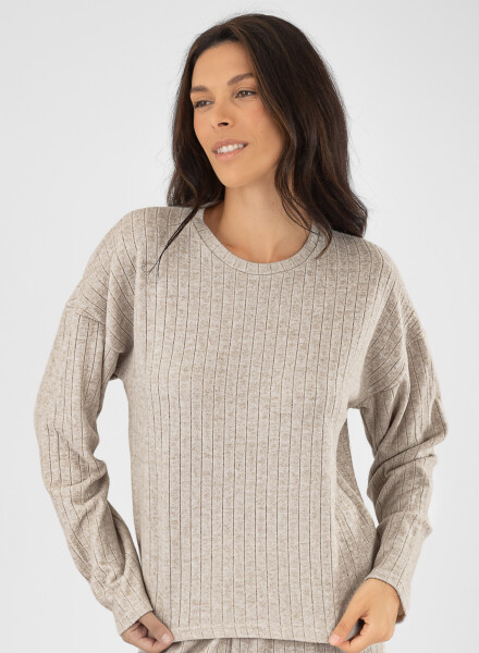 Remera rib grueso crema Crema