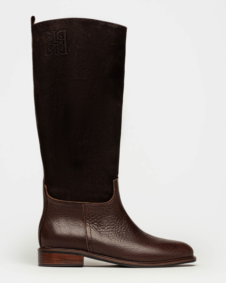 Bota caña alta New ascot en gamuza - Marron 