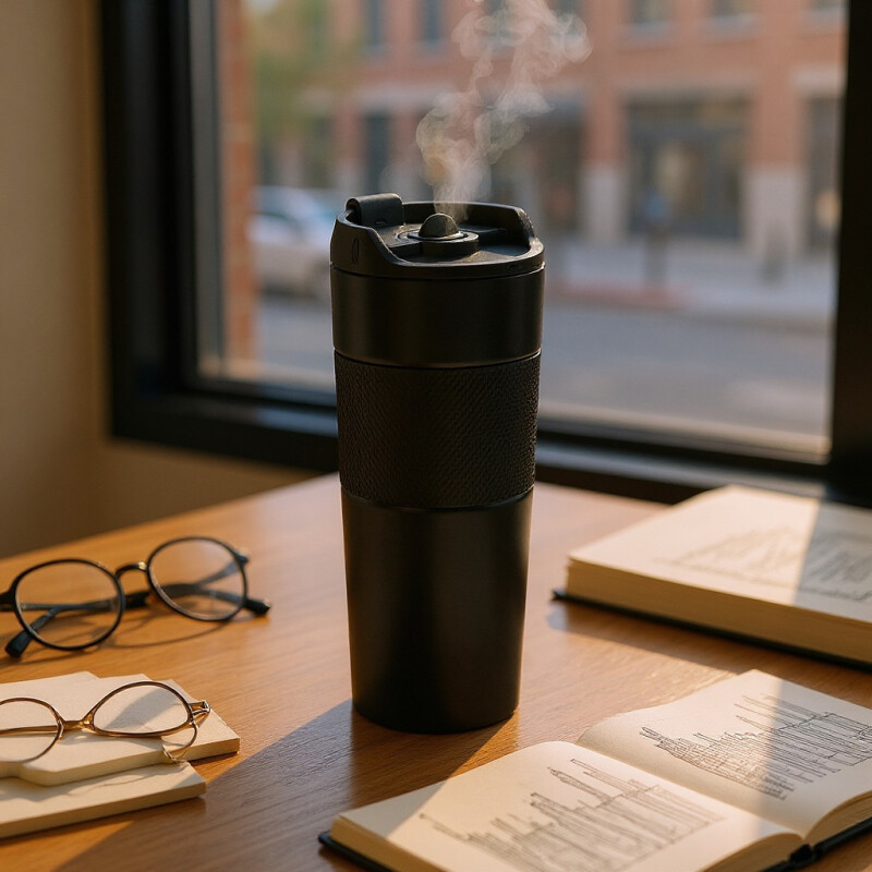 Cafetera Manual Prensa Francesa de Viaje Termica 500ml Negro