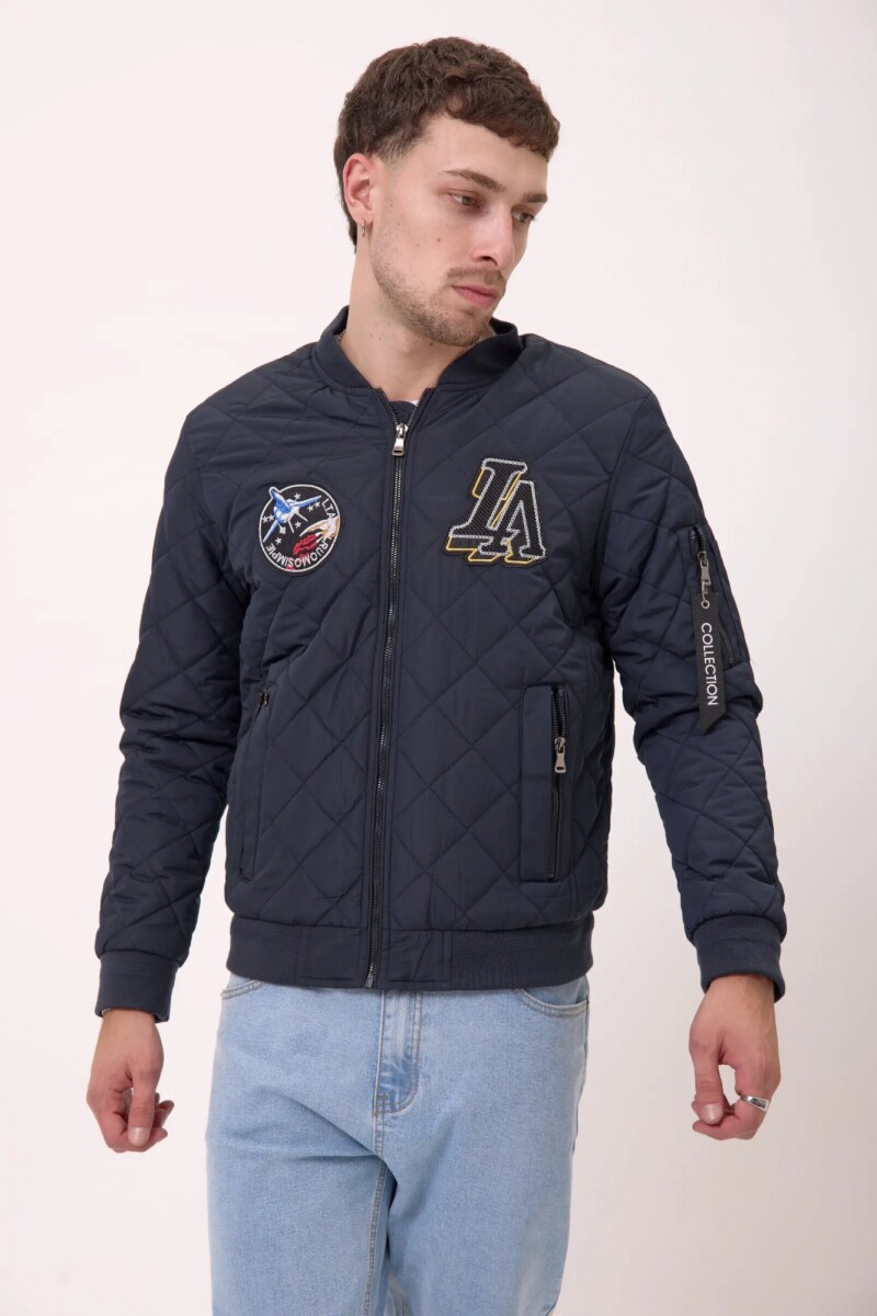 Campera bomber capitoneada Azul