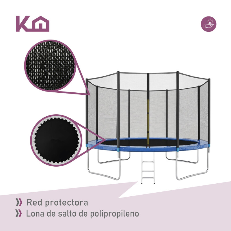 Cama Elástica Trampolín con escaleras 3.66M + lona negra con malla Cama Elástica Trampolín con escaleras 3.66M + lona negra con malla