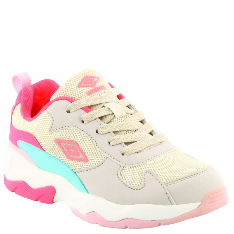 Championes Infantiles Umbro Orbit Blanco - Fucsia - Verde Agua