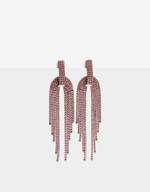 Aros Colgantes Largos Strass Aros Colgantes Strass - Negro