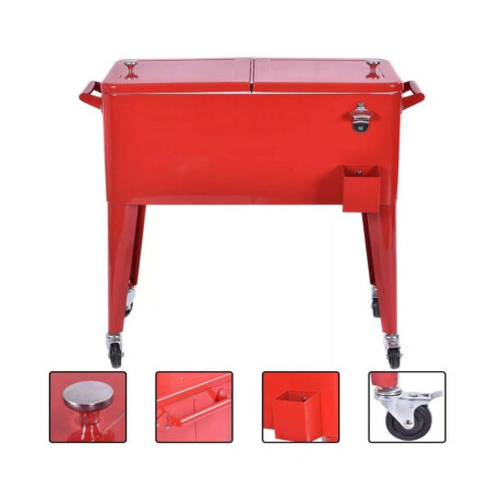 Conservadora Bar con ruedas 76L Rojo
