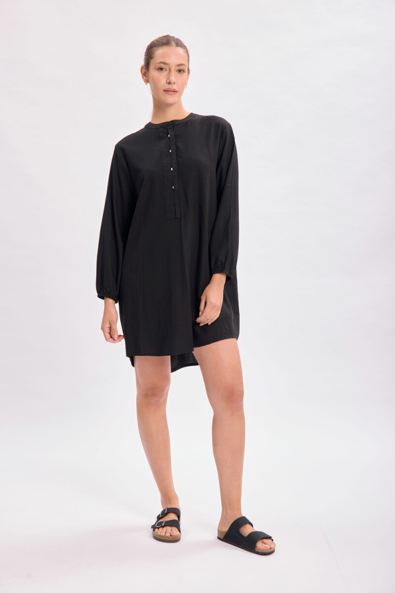 Vestido mangas volumen - Negro 