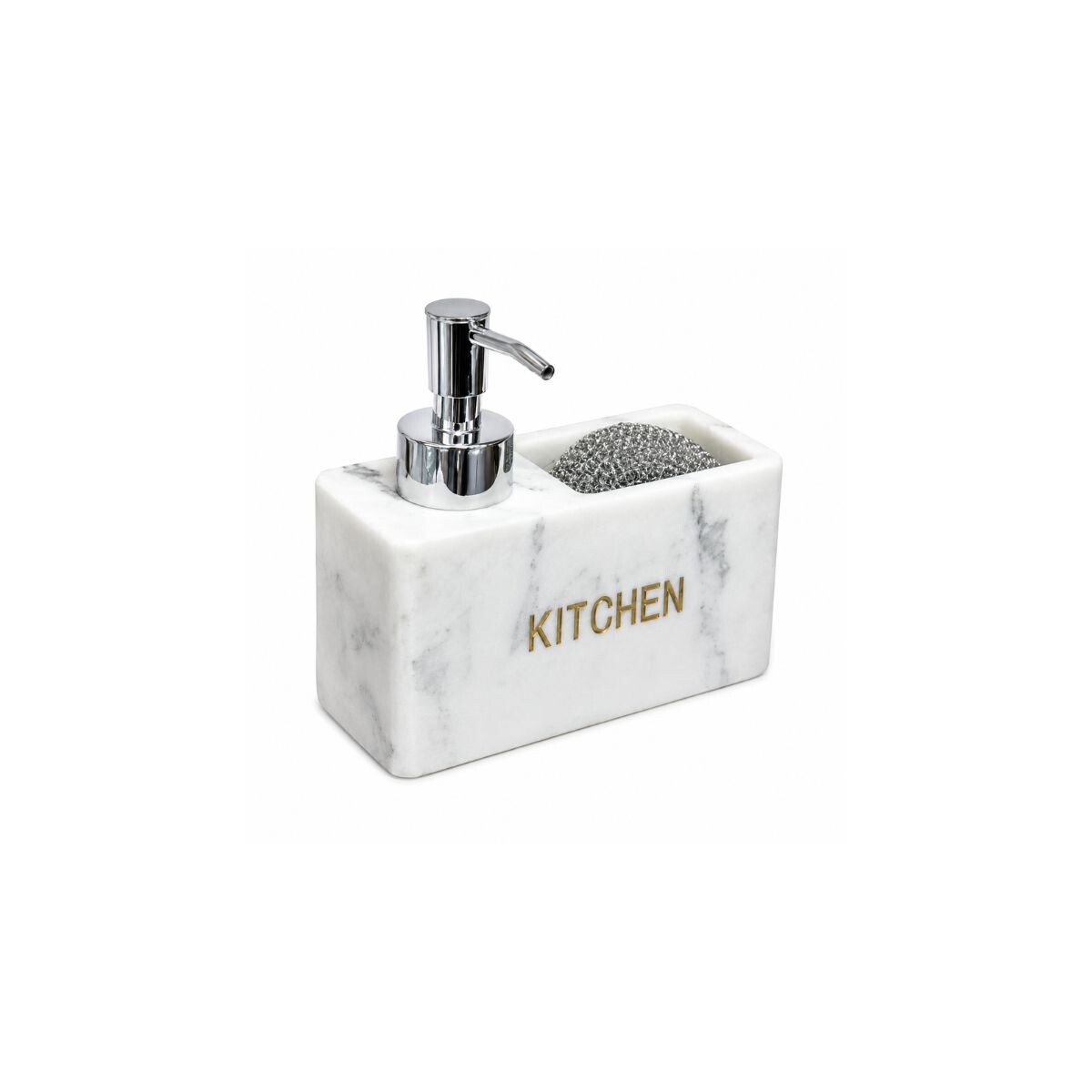 Dispensador De Jabón Cocina Mármol Con Esponja 