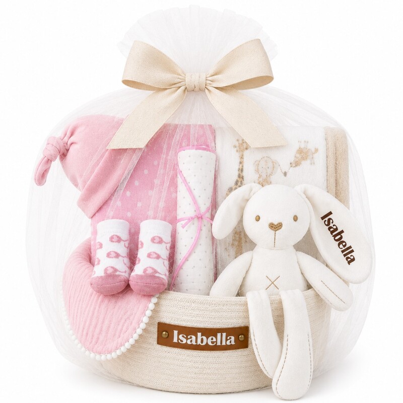 Cesta Nacimiento Cone-Cone Personalizada – Rosa Cesta Nacimiento Cone-Cone Personalizada – Rosa