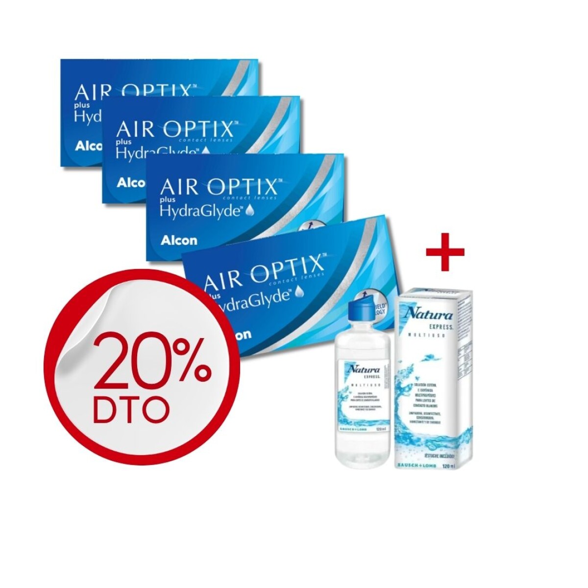 Air Optix plus Esf. PROMO 4 Cajas + Renú Natura 