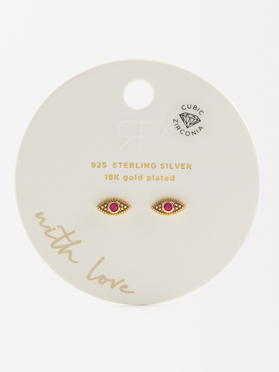 Pendientes Ojos Con Circonitas - Plata De Ley 925 rosa