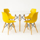 Juego de comedor Con Mesa Circular de 80cm + 4 Sillas Eames Amarillo/Blanco
