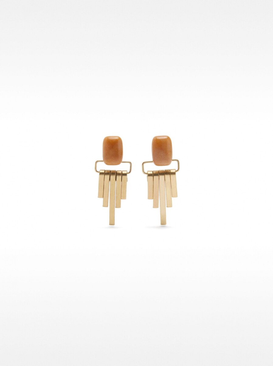 Pendientes Largos Con Piedra - naranja 