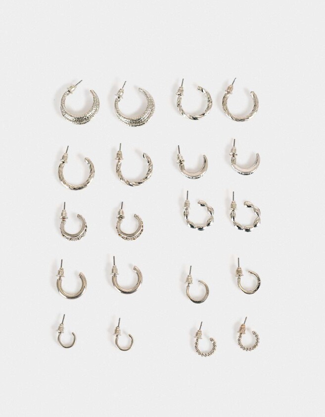 Aros Argollas Set Metal Aros Argollas Sets - Plateado