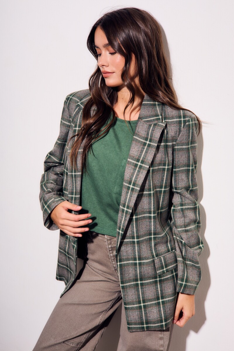 Blazer A Cuadros Oliva