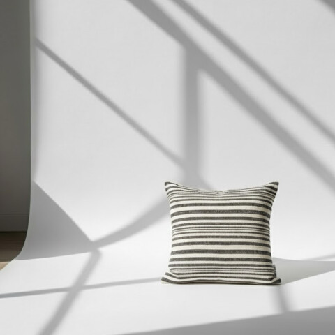 Funda de almohadón algodón 45x45cm Rayas Taupe