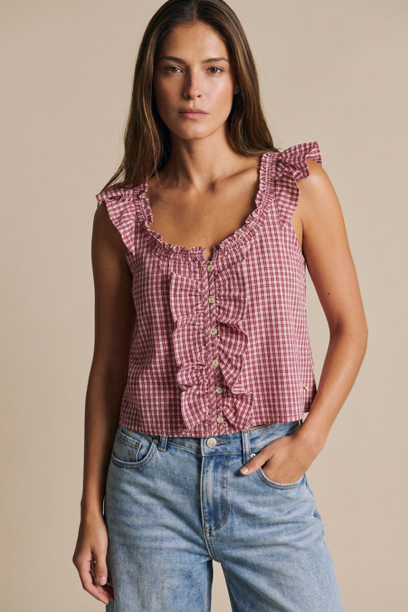 Blusa Gingham Rosa