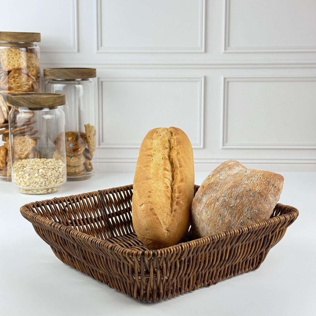 Canasta De Rattan Sintético Cuadrado Alto 6cm x 24cm x 24cm 