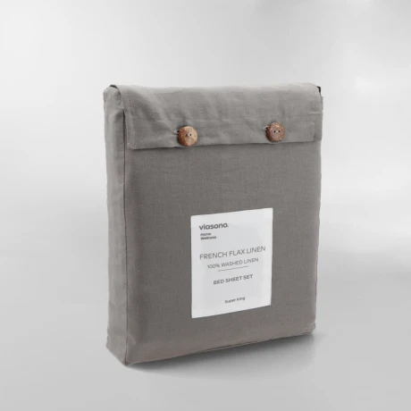 SÁBANA FRENCH FLAX LINEN Gris - QUEEN