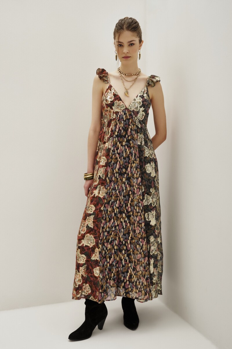 Vestido Boho Jacquard Mix Multicolor