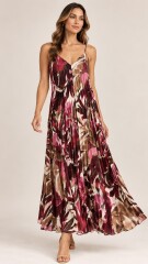 VESTIDO PLISADO BORDO