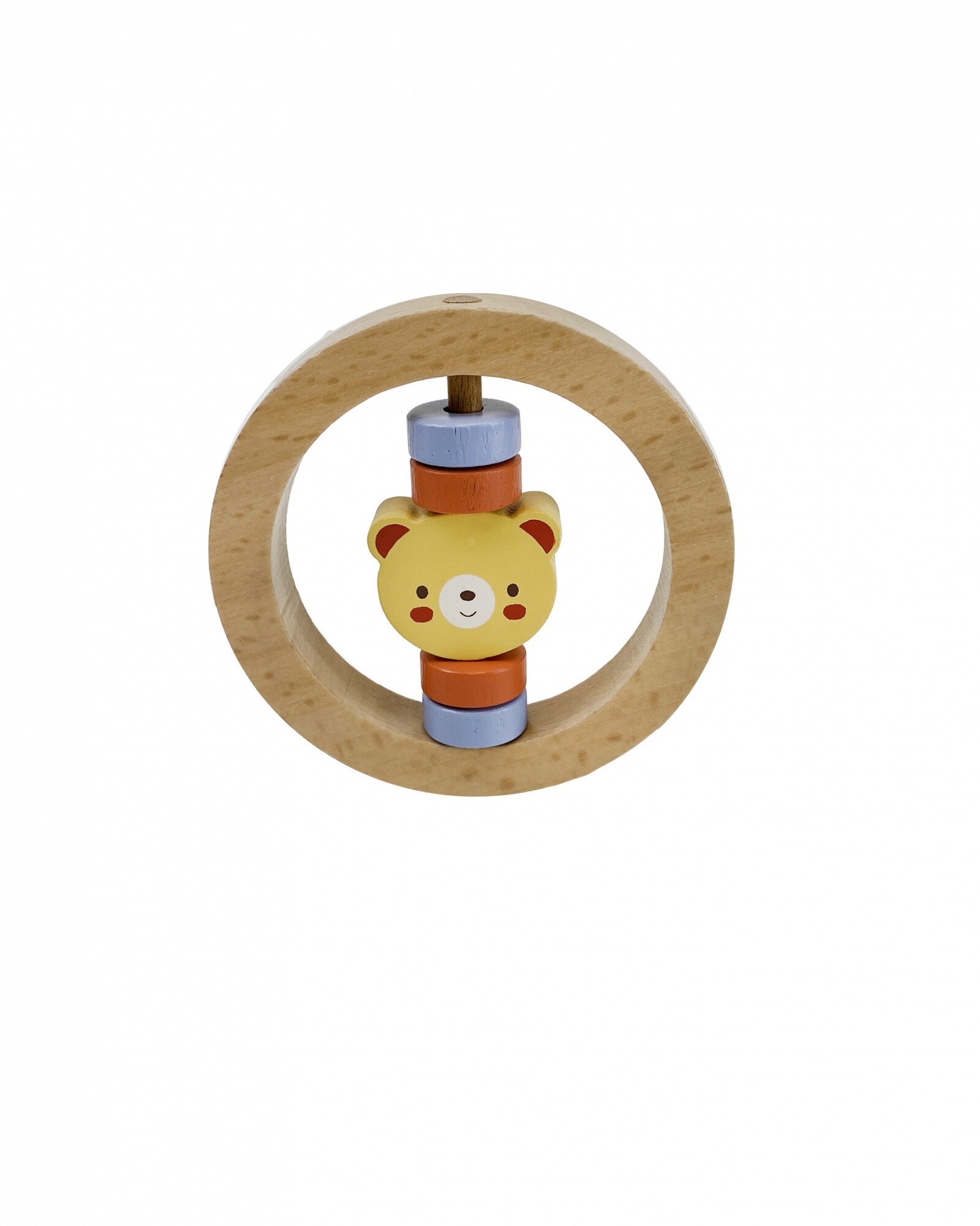 Sonajero circular de madera diseño oso Sin color
