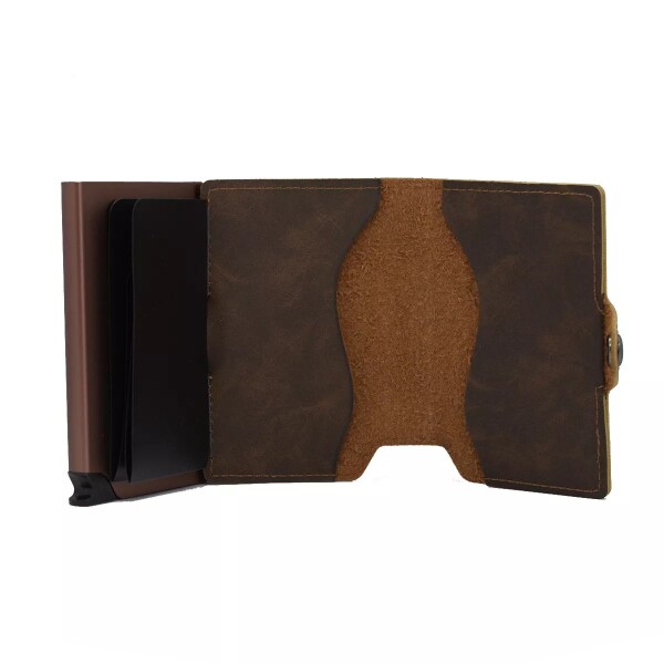 Billetera Tarjetero Dellorean Protección RFID Anticlonación Variante Color Marron