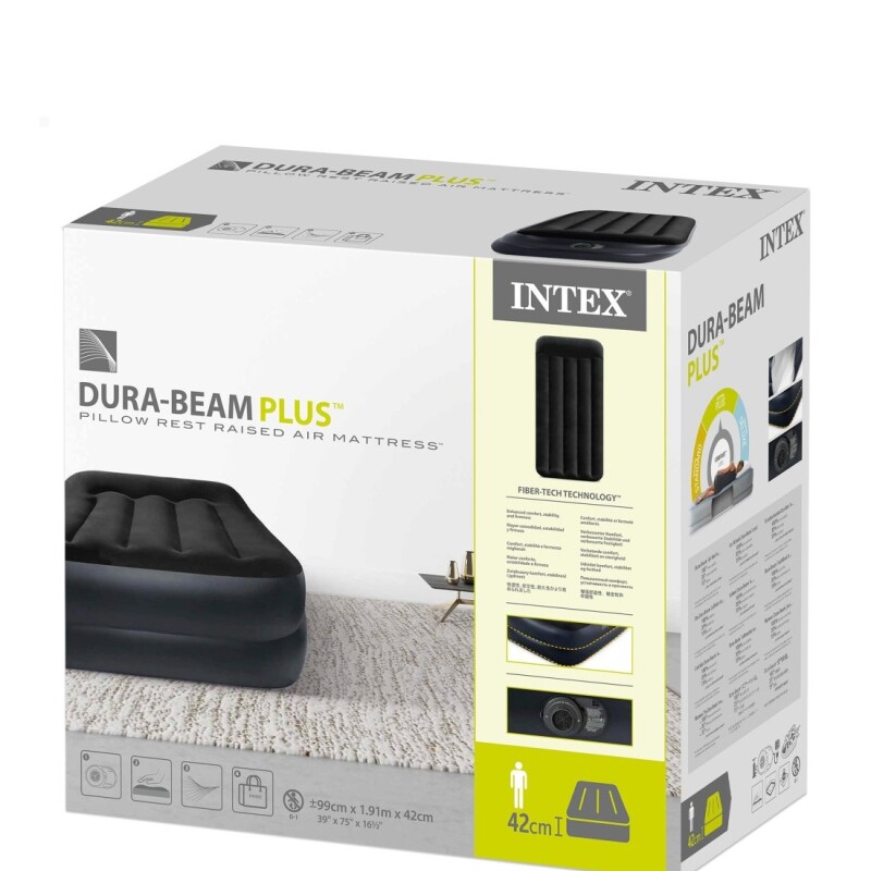 INTEX COLCHON SOMMIER DURA-BEAM BASICO FIBER-TECH CON BOMBA 1 PLAZA TWIN Intex Colchon Sommier Dura-beam Basico Fiber-tech Con Bomba 1 Plaza Twin