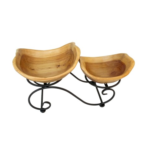 BANDEJA MADERA C/SOPORTE NEGRO 2NIV 55X22X28CM Unica