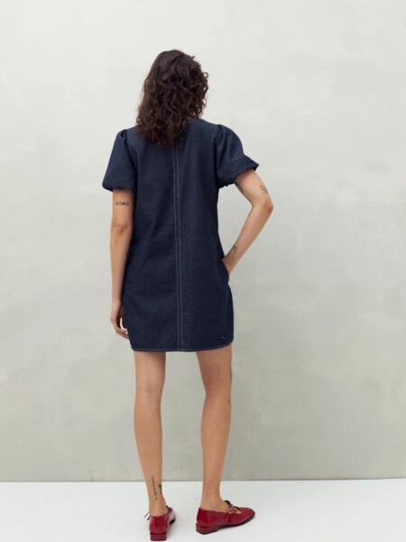 VESTIDO D.CASSIN ESC.V MANGA INDIGO